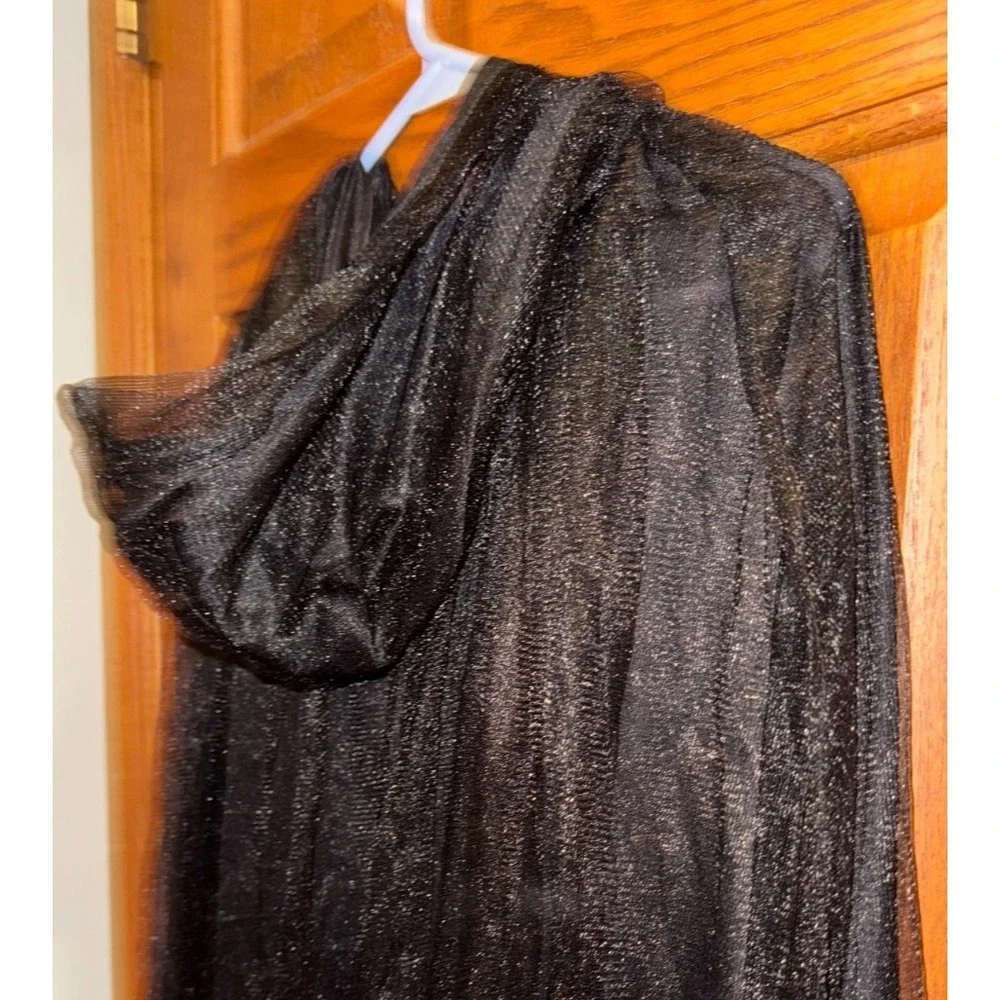 Hooded Cape Deluxe Black Mesh Adult Halloween Cosplay Unisex One Size costume